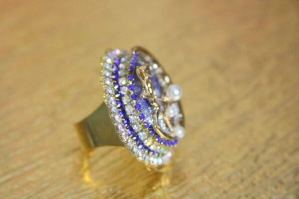 SOLD! 4199 Massive Genuine Agate Moon Metal Adjustable Cocktail Ring - Image 8