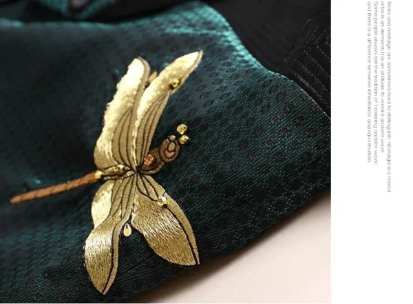A close up of the dragonfly on the sleeve