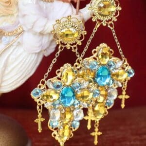 A close up of a pair of earrings
