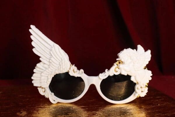 SOLD! 4693 Baroque White Winged Pegasus Baroque Sunglasses - Image 5