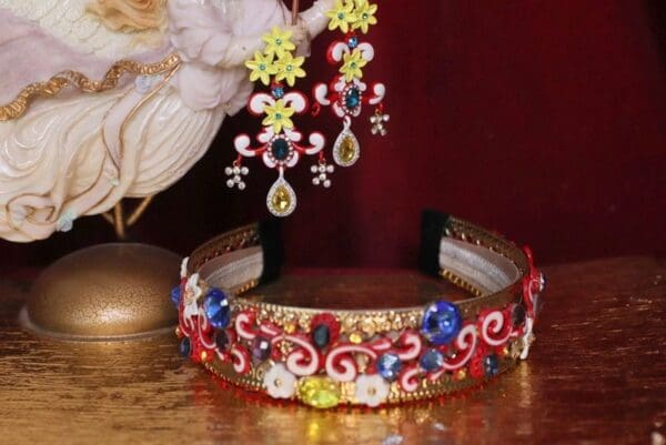 4252 Set Of Baroque Colorful Curves Headband+ Earrings - Image 5