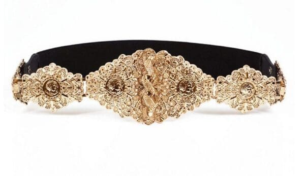 A close up of the front of a belt