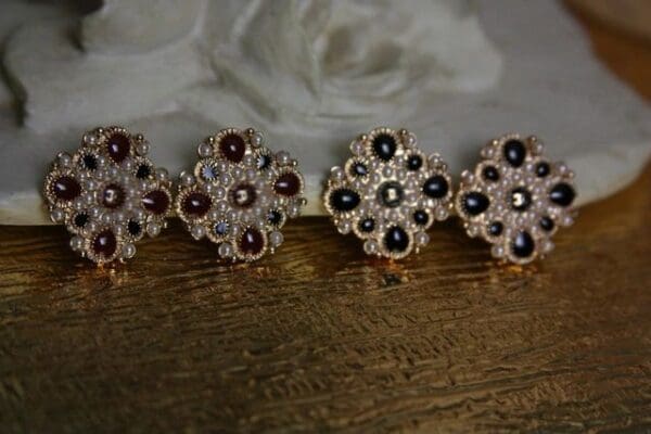 637 Madam Coco Black Pearl Enamel Earrings Studs