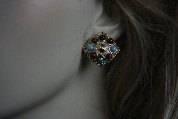 643 Runway Byzantine Enamel Designer Inspired Enamel Studs Earrings - Image 3