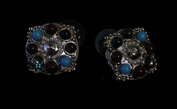 643 Runway Byzantine Enamel Designer Inspired Enamel Studs Earrings