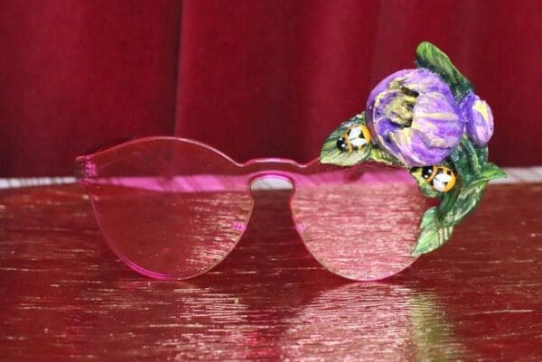 SOLD! 5281 Baroque Runway Pink Tulip Hand Painted Sunglasses - Image 2