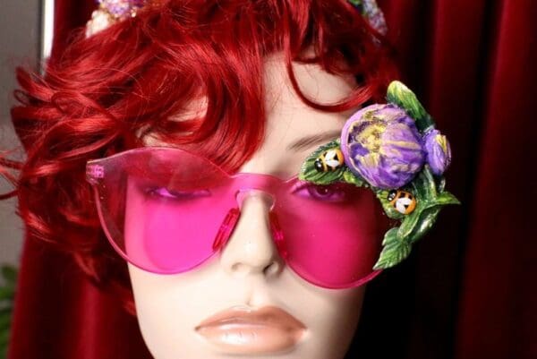 SOLD! 5281 Baroque Runway Pink Tulip Hand Painted Sunglasses - Image 9