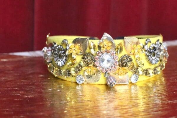 5282 Baroque Elegant Gold Yellow Embellished Flower Headband