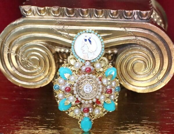 5298 Byzantine Madam Coco Huge Number 5 Aqua Brooch - Image 2