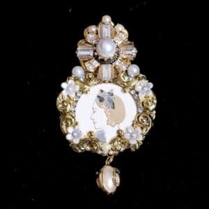 5313 Byzantine Madam Coco Portrait Crystal Top Massive Brooch