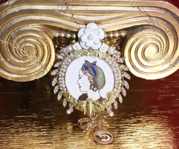 5314 Byzantine Madam Coco Portrait Camellia Top Brooch - Image 2