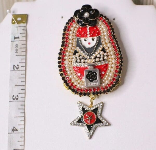 SOLD! 5329 Huge Coco Russian Matryoshka Doll Camellia Baroque Brooch - Image 3