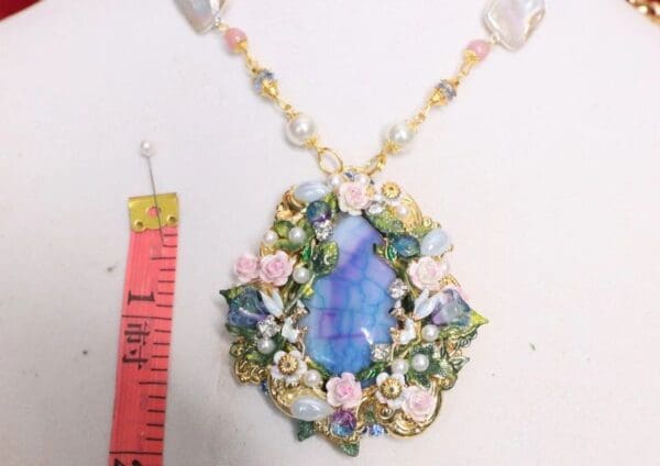 SOLD! 5335 Genuine Genuine Huge Blue Solar Quartz Fairy Mystical Pendant Necklace - Image 6