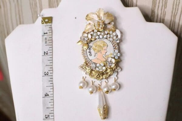 5345 Huge Madam Coco Portrait Orchid Silver Gold Massive Brooch - Image 2