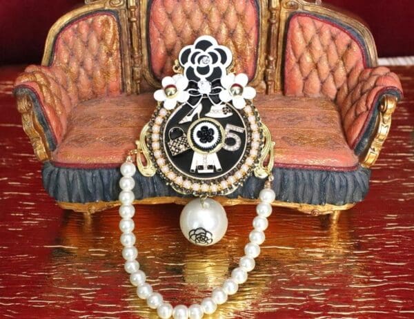 5392 Coco Number 5 Round Top Camellia 5 Huge Brooch - Image 6