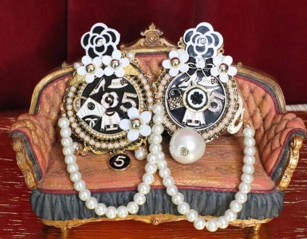 5392 Coco Number 5 Round Top Camellia 5 Huge Brooch - Image 7