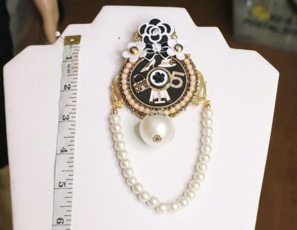 5392 Coco Number 5 Round Top Camellia 5 Huge Brooch - Image 10