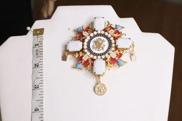 SOLD! 5396 Coco Number 5 Eagle Cross Huge Brooch - Image 10