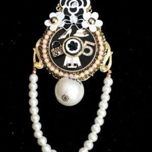 5392 Coco Number 5 Round Top Camellia 5 Huge Brooch