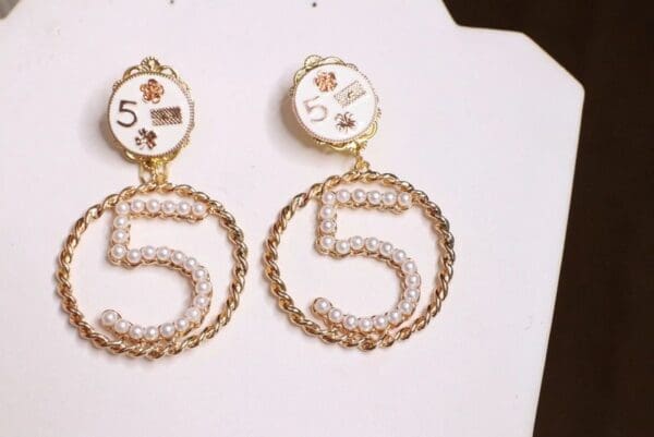 5479 Madam Coco Number 5 Camellia Studs Earrings - Image 2