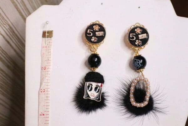 5481 Madame Coco Irregular Fur Fun Earrings Studs - Image 6