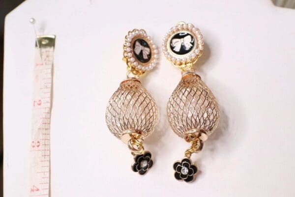 5581 Madam Coco Cage Jingle Earrings Studs - Image 2