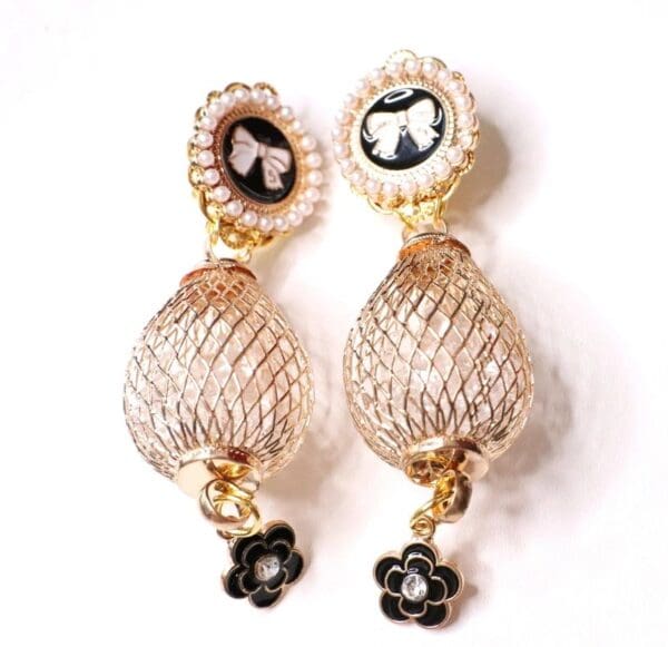 5581 Madam Coco Cage Jingle Earrings Studs - Image 3