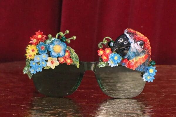 SOLD! 5817 Baroque Vacation Cancun Parrot Flower Embellished Sunglasses