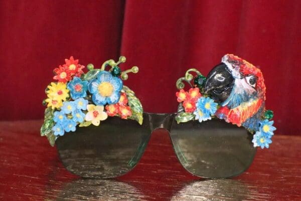 SOLD! 5817 Baroque Vacation Cancun Parrot Flower Embellished Sunglasses - Image 7