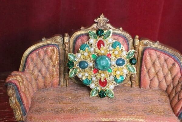 5950 Baroque Genuine Malachite Massive Classic Brooch - Image 5