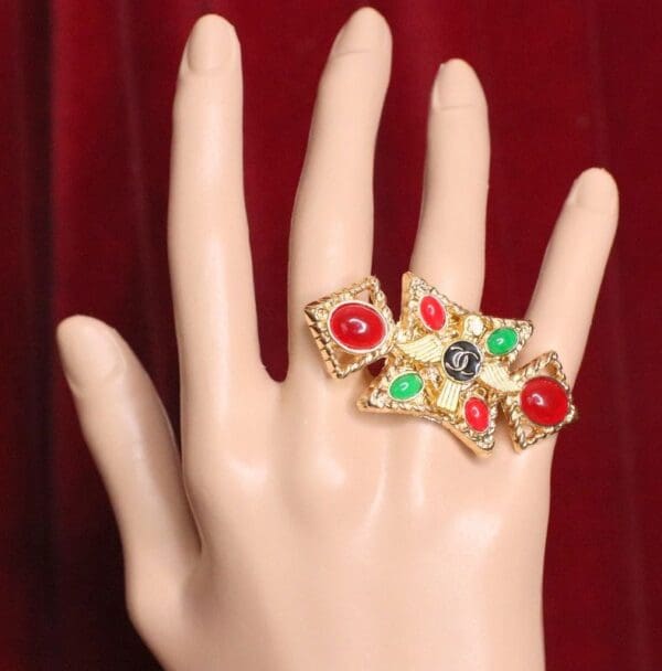 6031 Fancy Art Deco Cocktail Adjustable Ring - Image 4