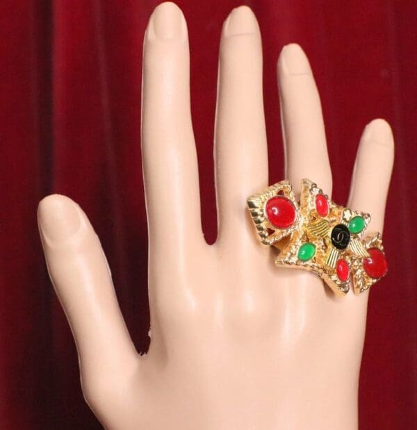 6031 Fancy Art Deco Cocktail Adjustable Ring - Image 5