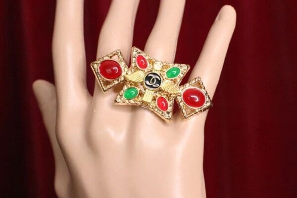 6031 Fancy Art Deco Cocktail Adjustable Ring - Image 7