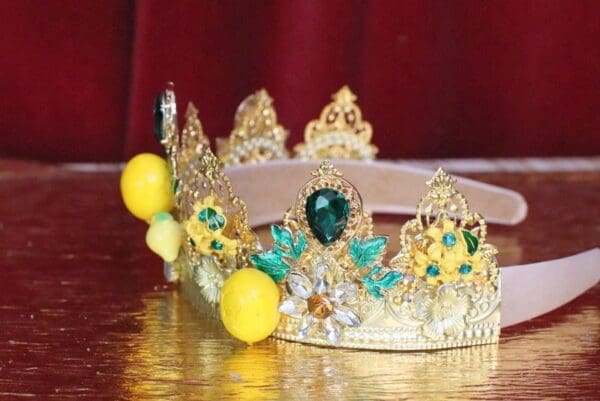 6071 Baroque Runway Lemon Green Rhinestone Headband - Image 3