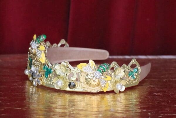 6072 Baroque Runway Enamel Bee Rhinestone Headband - Image 3
