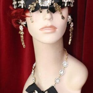 6098 Baroque Runway Black Bow Clear Elegant Rhinestone Headband