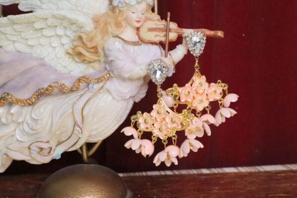 6151 Baroque Runway Dangle Flowers Crystal Studs Earrings - Image 4