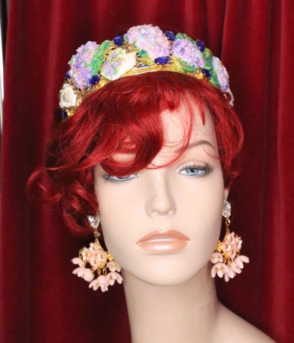 6151 Baroque Runway Dangle Flowers Crystal Studs Earrings - Image 2