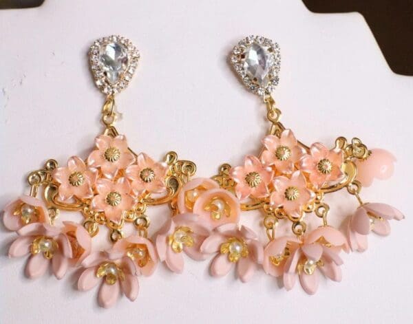 6151 Baroque Runway Dangle Flowers Crystal Studs Earrings