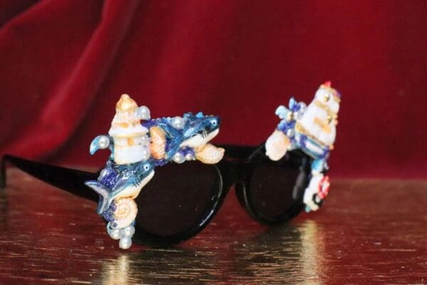 SOLD! 6332 Nautical Sharks Ship Embellished Sunglasses - Image 6