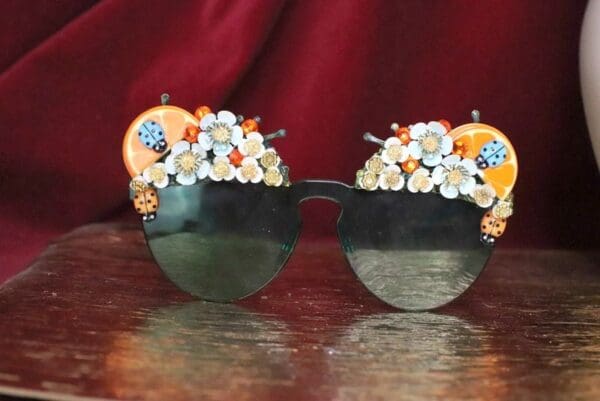 SOLD! 6347 Baroque Sicilian Orange Fruit Hand Painted Embellished Sunglasses - Image 6