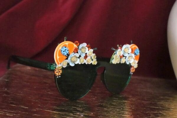 SOLD! 6347 Baroque Sicilian Orange Fruit Hand Painted Embellished Sunglasses - Image 7
