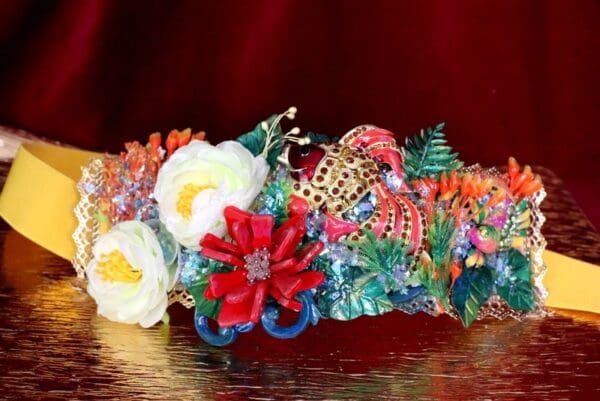 SOLD! 6484 Art Jewelry Nautical Enamel Fish Coral Reef Waist Belt Size S, L, M - Image 2