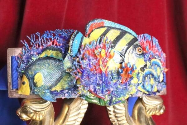 SOLD! 6488 Art Jewelry Nautical Hand Painted Fish Coral Reef Waist Belt Size S, L, M - Image 8