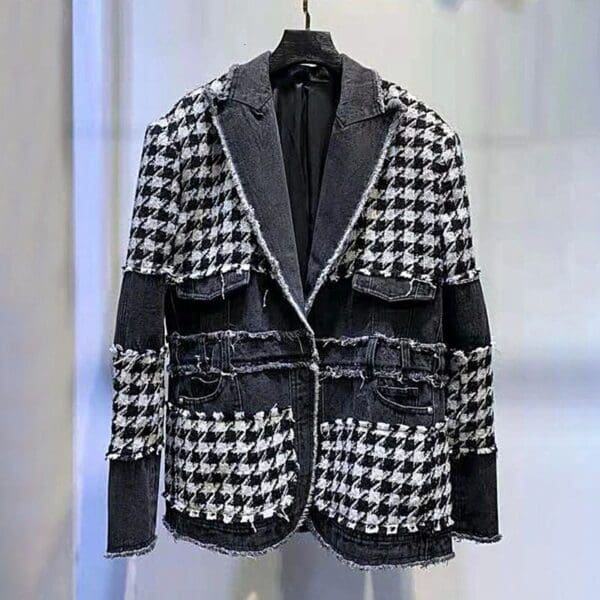6523 Runway 2019 Hounds-tooth Jean Oversized Blazer - Image 3