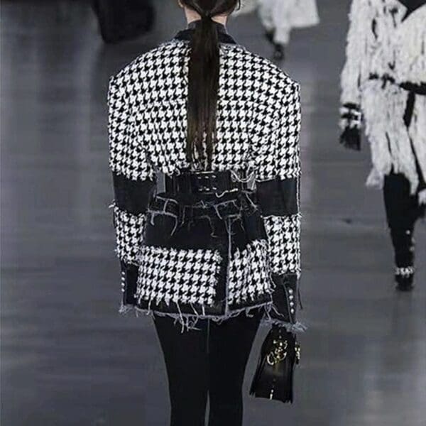 6523 Runway 2019 Hounds-tooth Jean Oversized Blazer - Image 2
