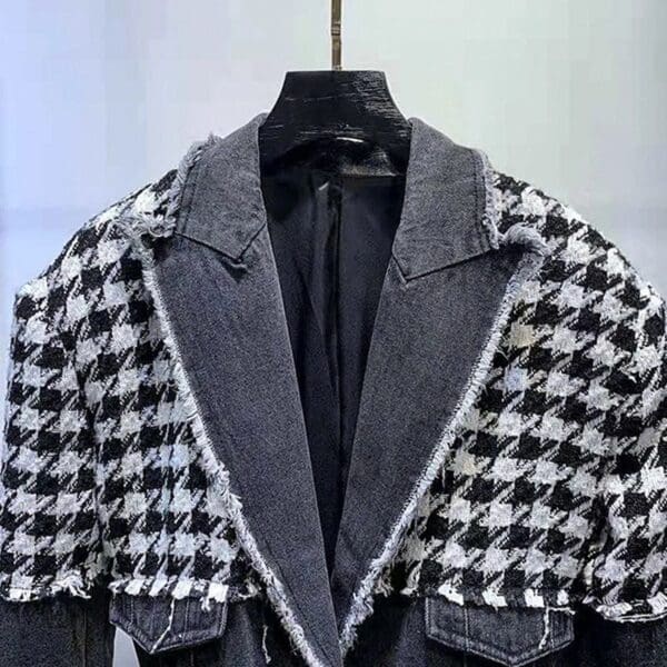 6523 Runway 2019 Hounds-tooth Jean Oversized Blazer - Image 5