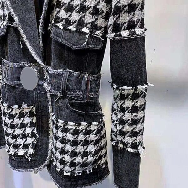 6523 Runway 2019 Hounds-tooth Jean Oversized Blazer - Image 7