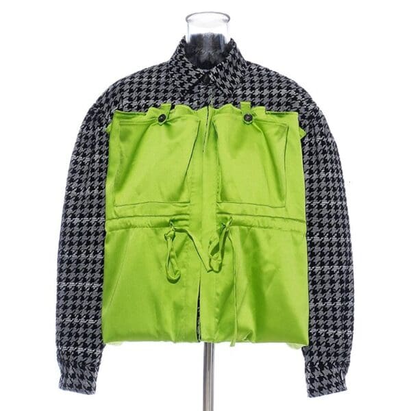 6559 New-Yorker Grunge Over-sized Hounds-tooth Bomber - Image 7