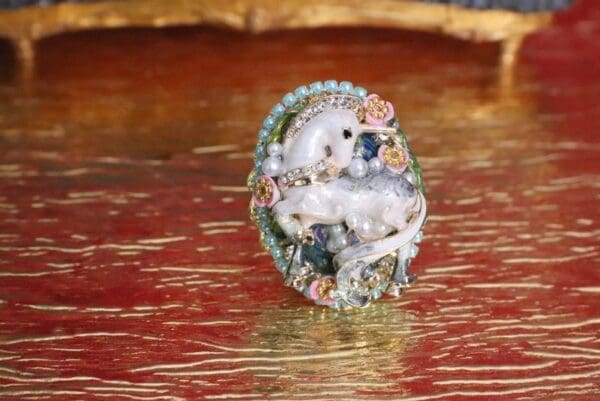 SOLD! 6633 Genuine Huge Agate Unicorn Cocktail Adjustable Ring - Image 3